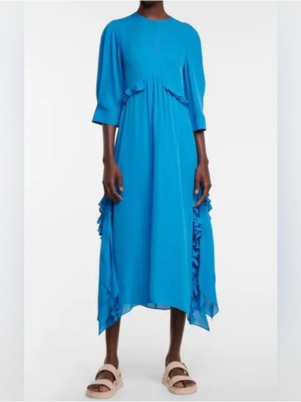 Dorothee Schumacher Fluid Luxury Silk Dress In Blue